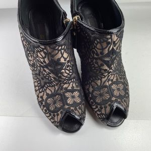 Louis Vuitton ankle satin monogram booties shoes in box 36.5 in box